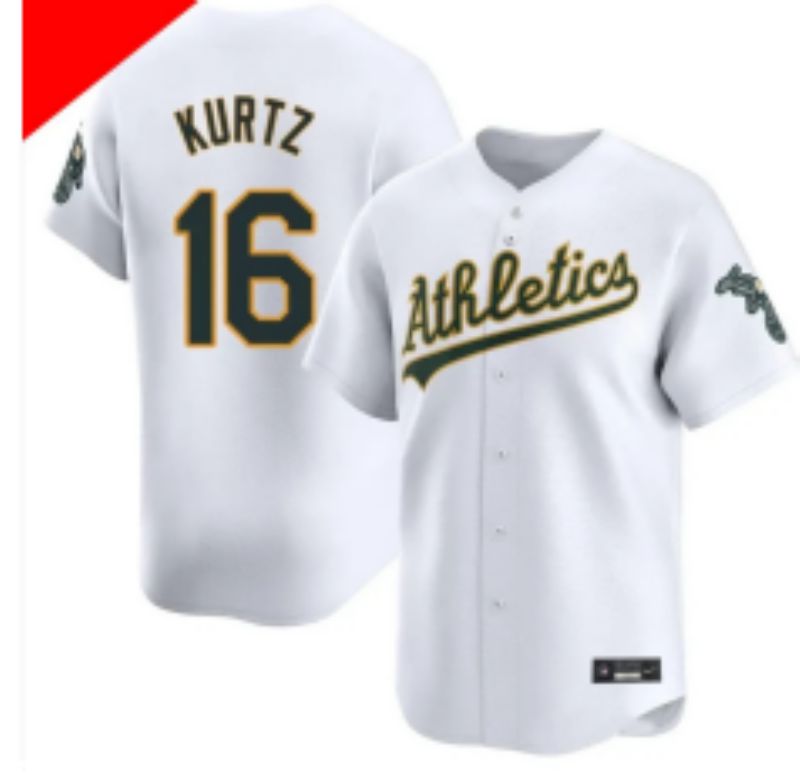 Men Oakland Athletics #16 Kurtz White Nike 2025 MLB Jersey 01